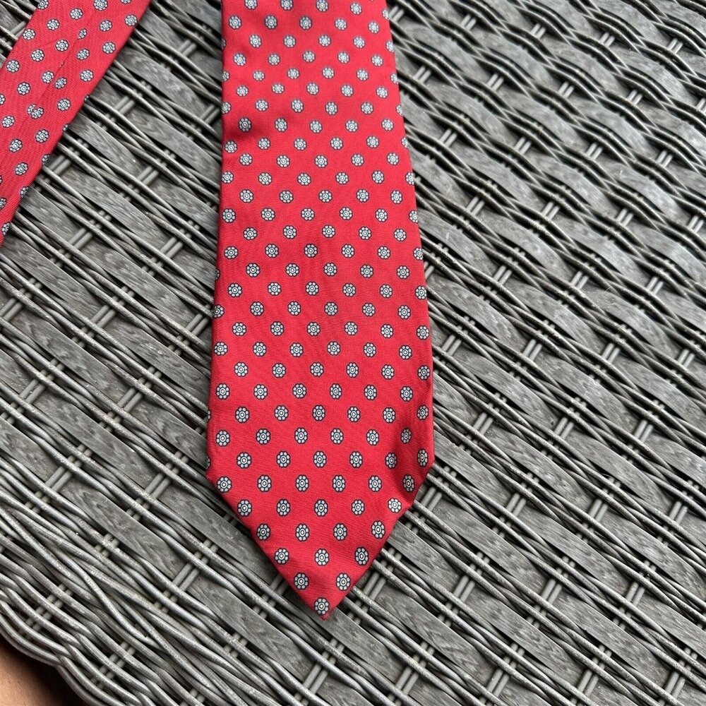 Vintage Necktie Sean Michael Mens Tie Red Geometric Floral